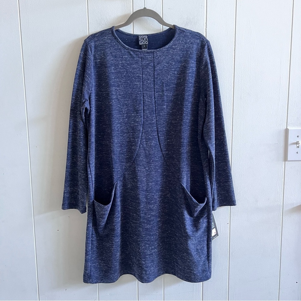 # CLARA SUNWOO Navy Heather Long Sleeve Tunic Dress